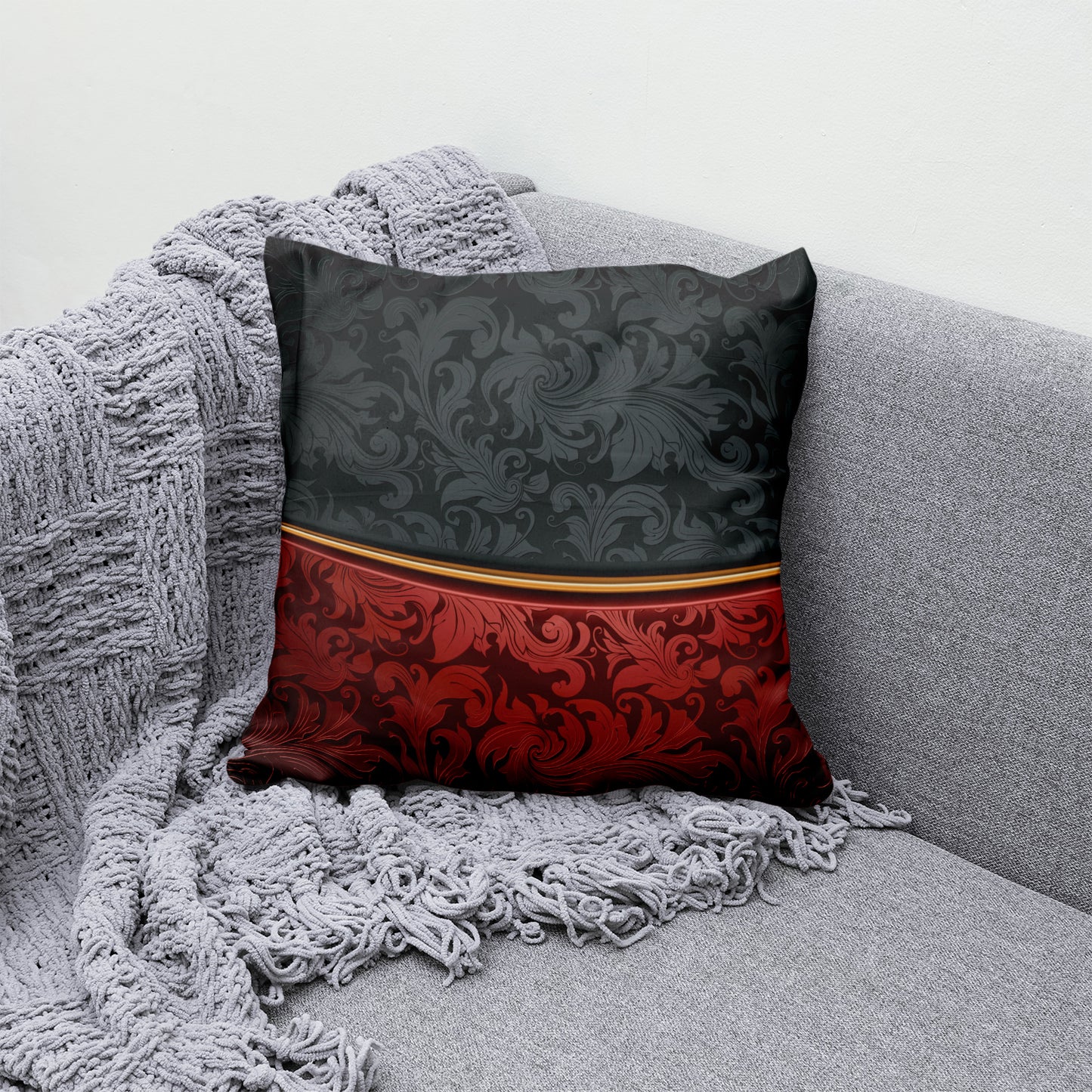 Red & Black Silk Cushion Cover - CC553