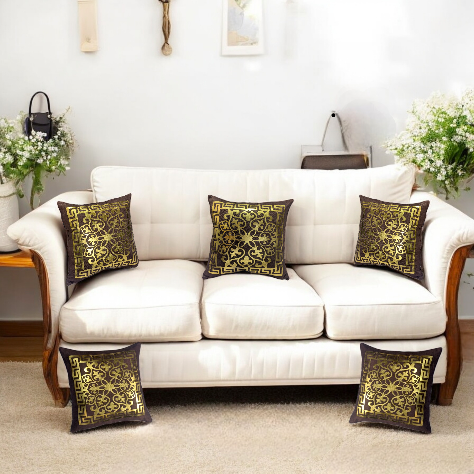 Gold Foil Printed Cushion Cover