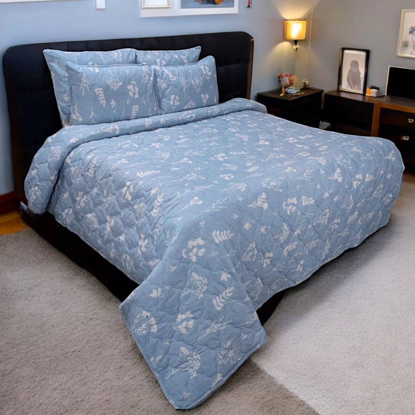 Blue Botanical Sprig Comforter Set - CSF110