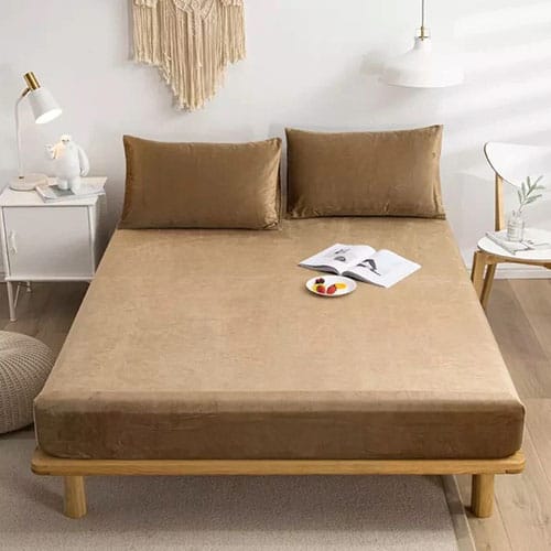 Brown Fitted Double Bedsheet