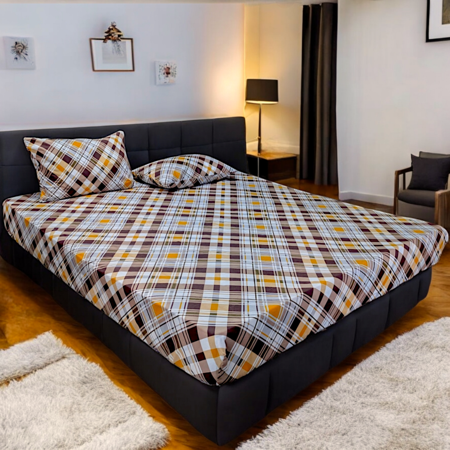 Durable Cotton Fitted Double Bedsheet