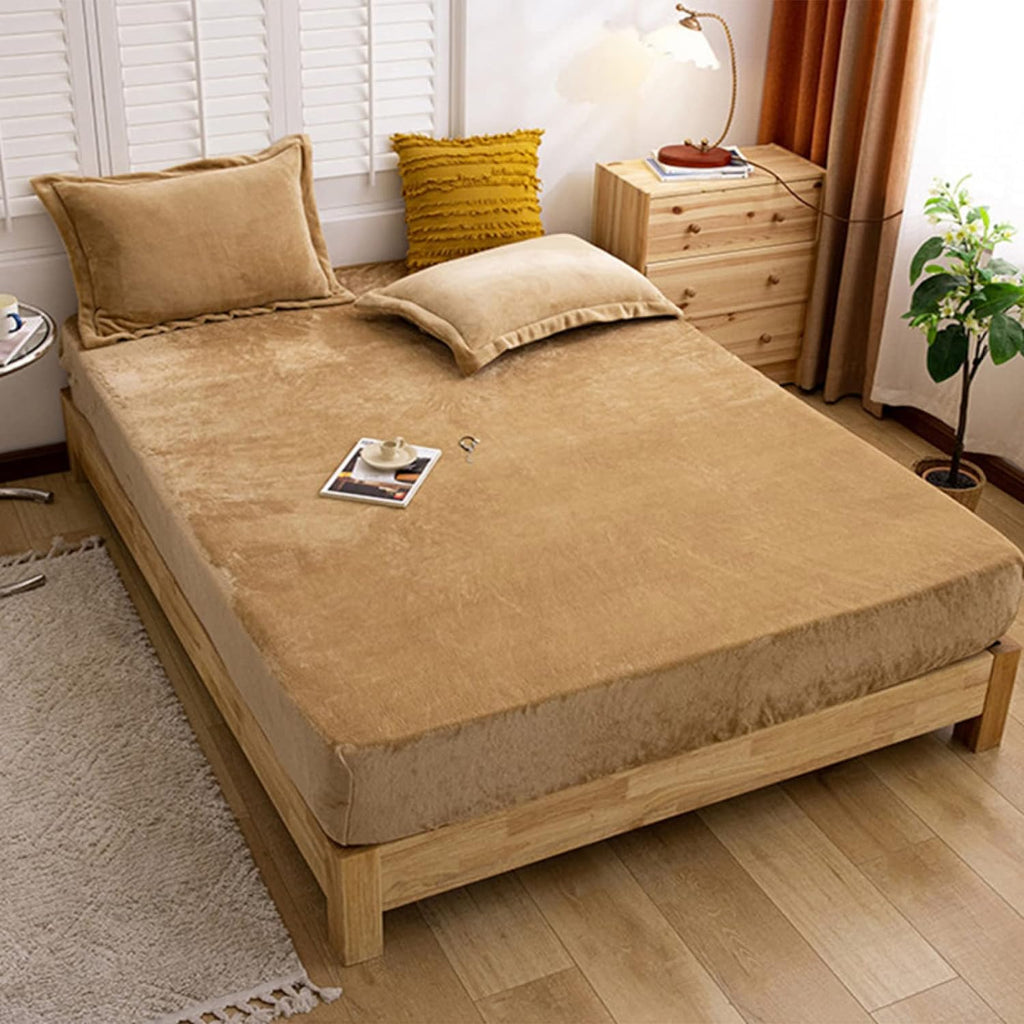 Brown Fitted Double Bedsheet