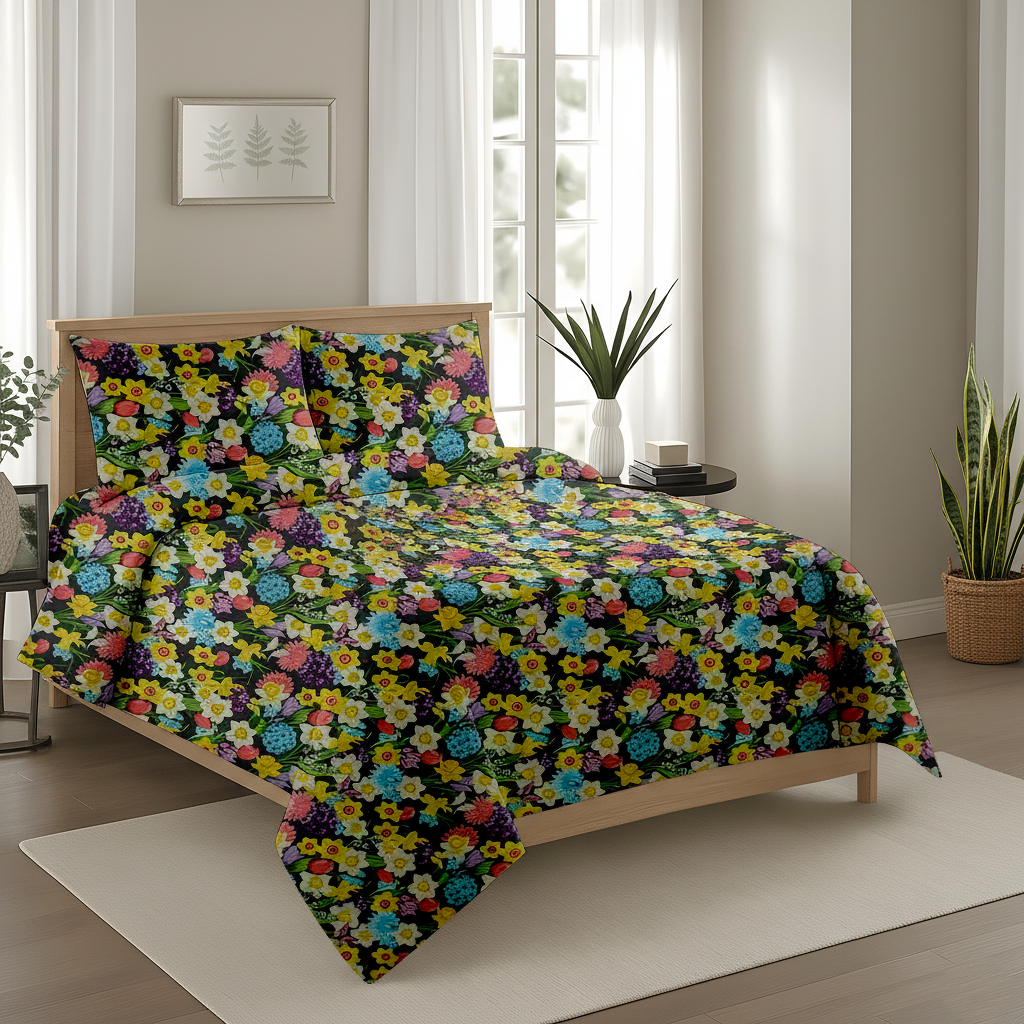 Satin Double Bedsheet 3 Pcs