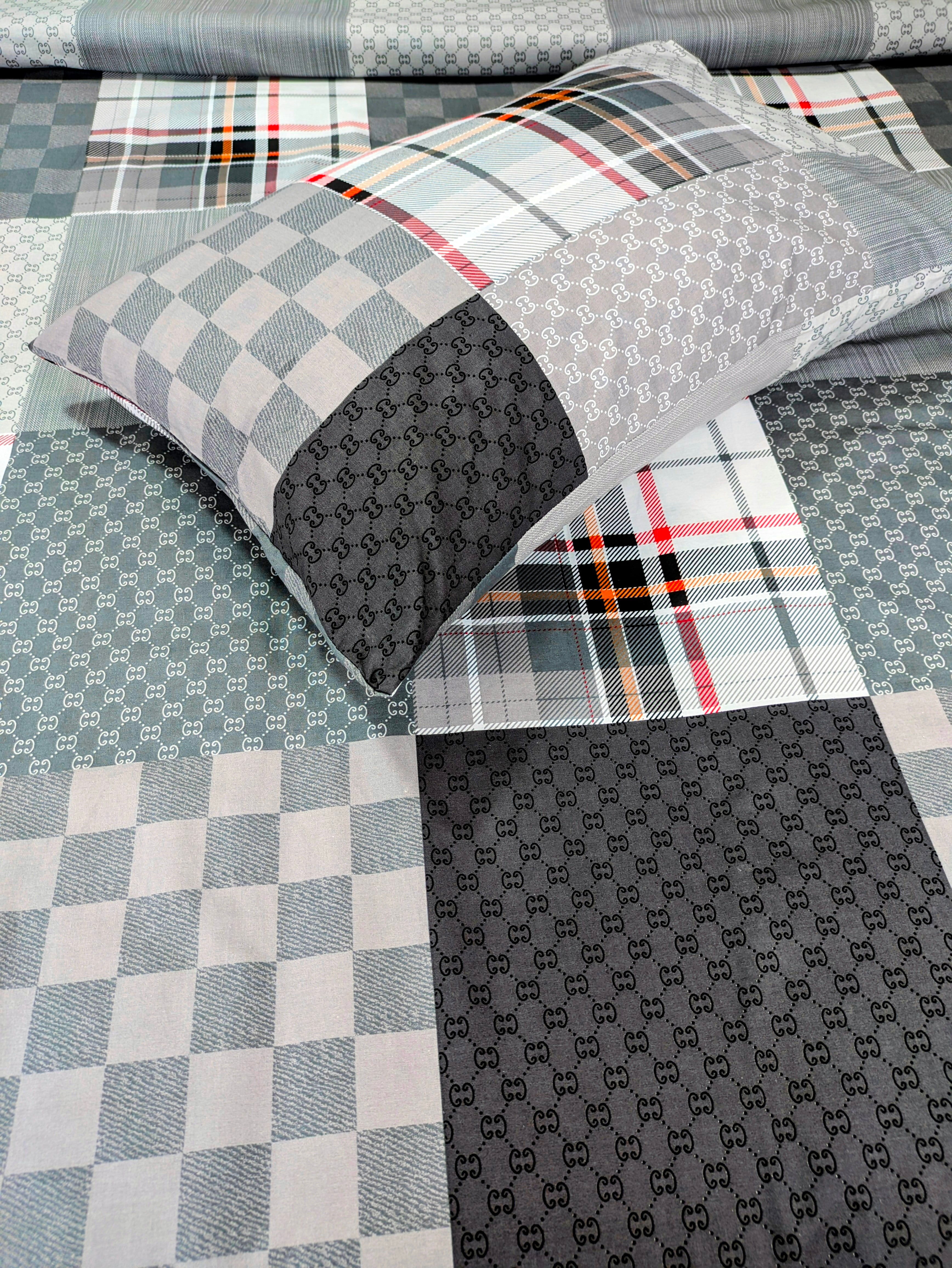 Grey Mosaic Double Bedsheet Db217
