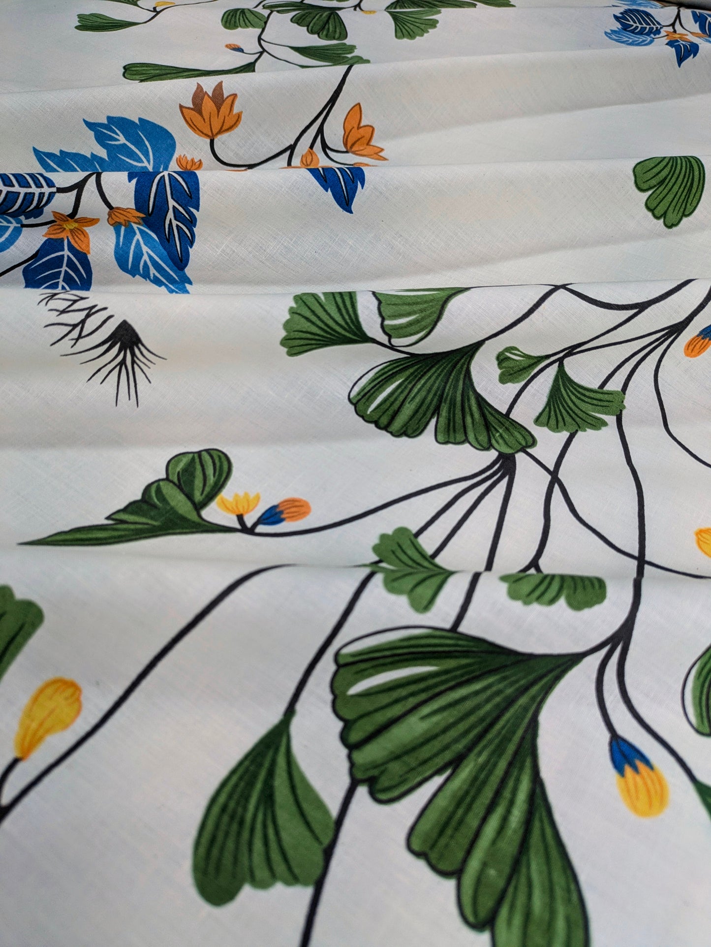 Blue-green Leaves Double Bedsheet - DB142