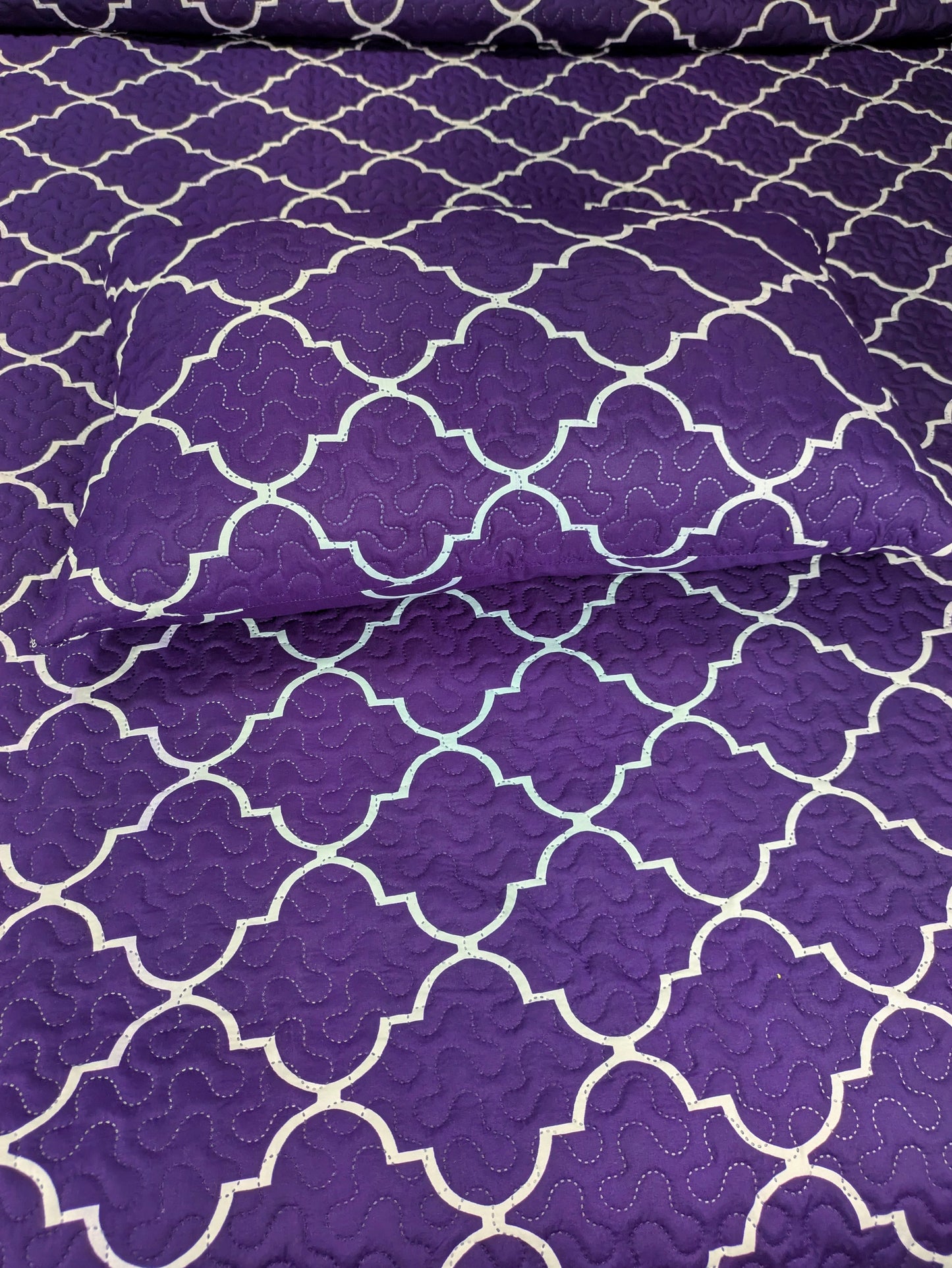 Royal Purple Lattice 3 Pcs Bedspread - Bsp33