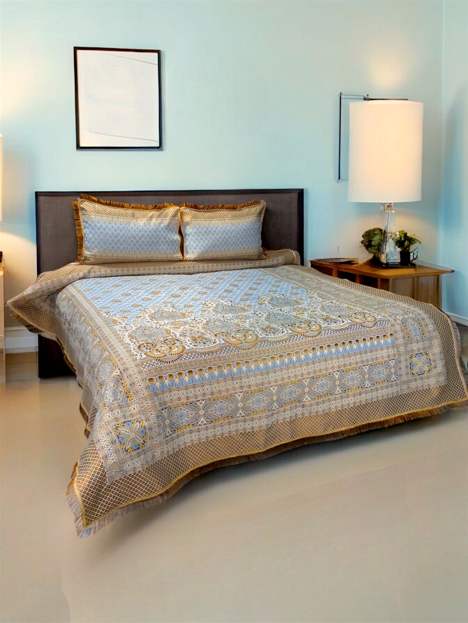 Orange Multani Double Bedsheet