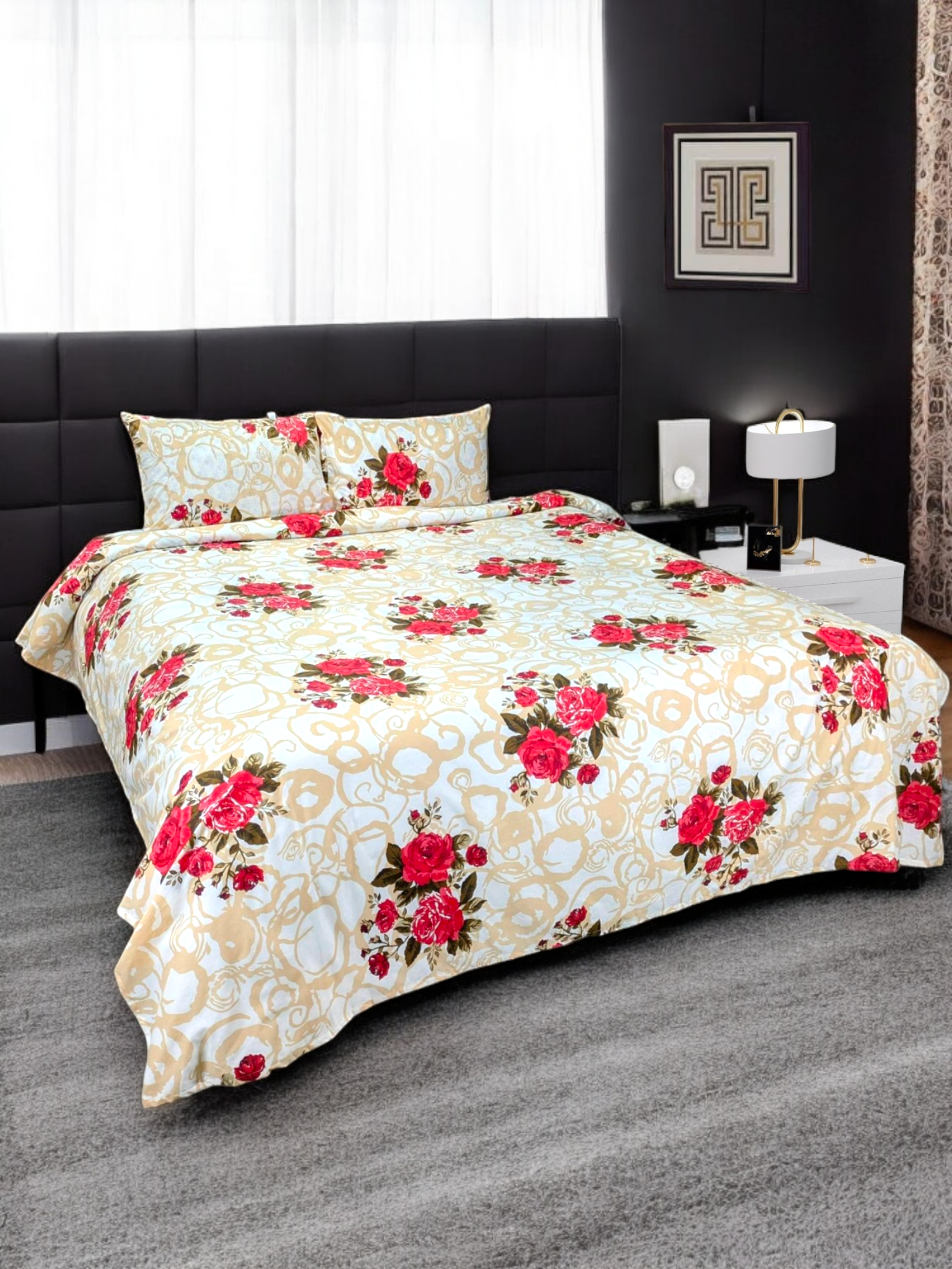 Cotton Double Bedsheet 3 Pcs