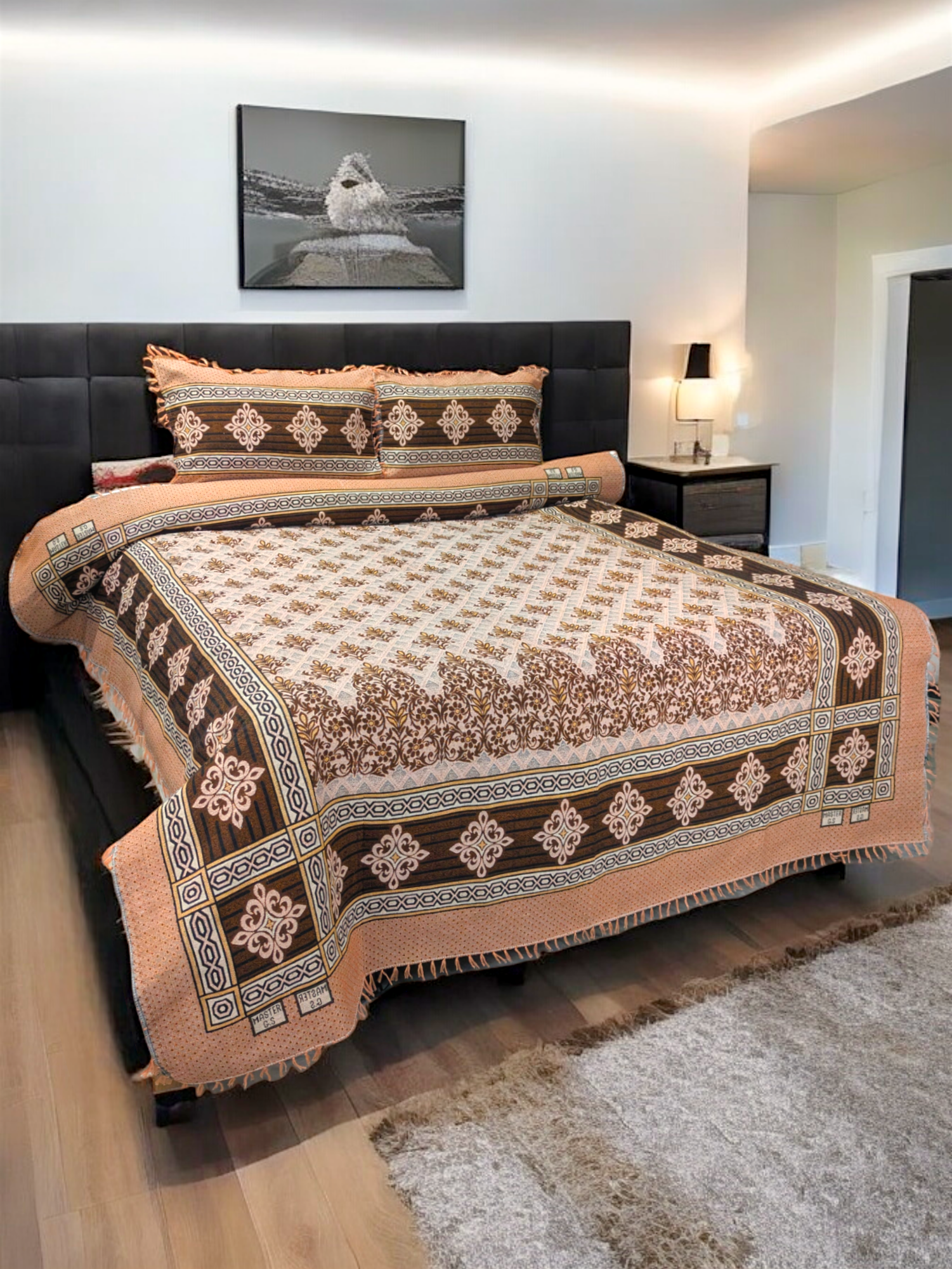 Light Red Multani Double Bedsheet