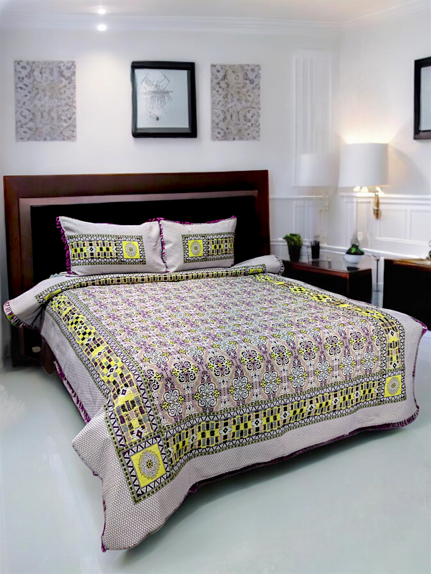 Light Pink Multani Double Bedsheet