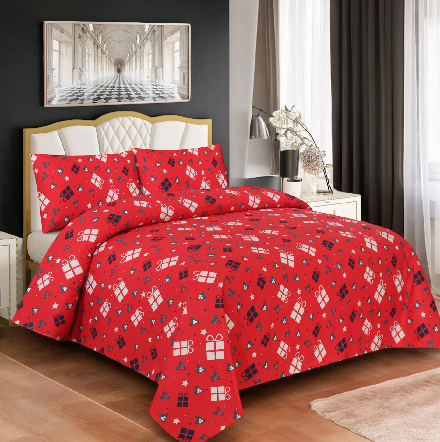 Red Hot Design Double Bedsheet - Db131_ Cotton