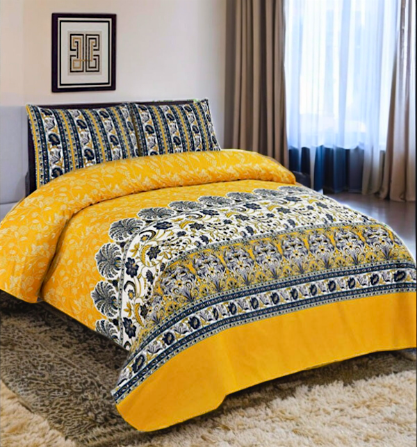 Cotton Double Bedsheet 3 Pcs