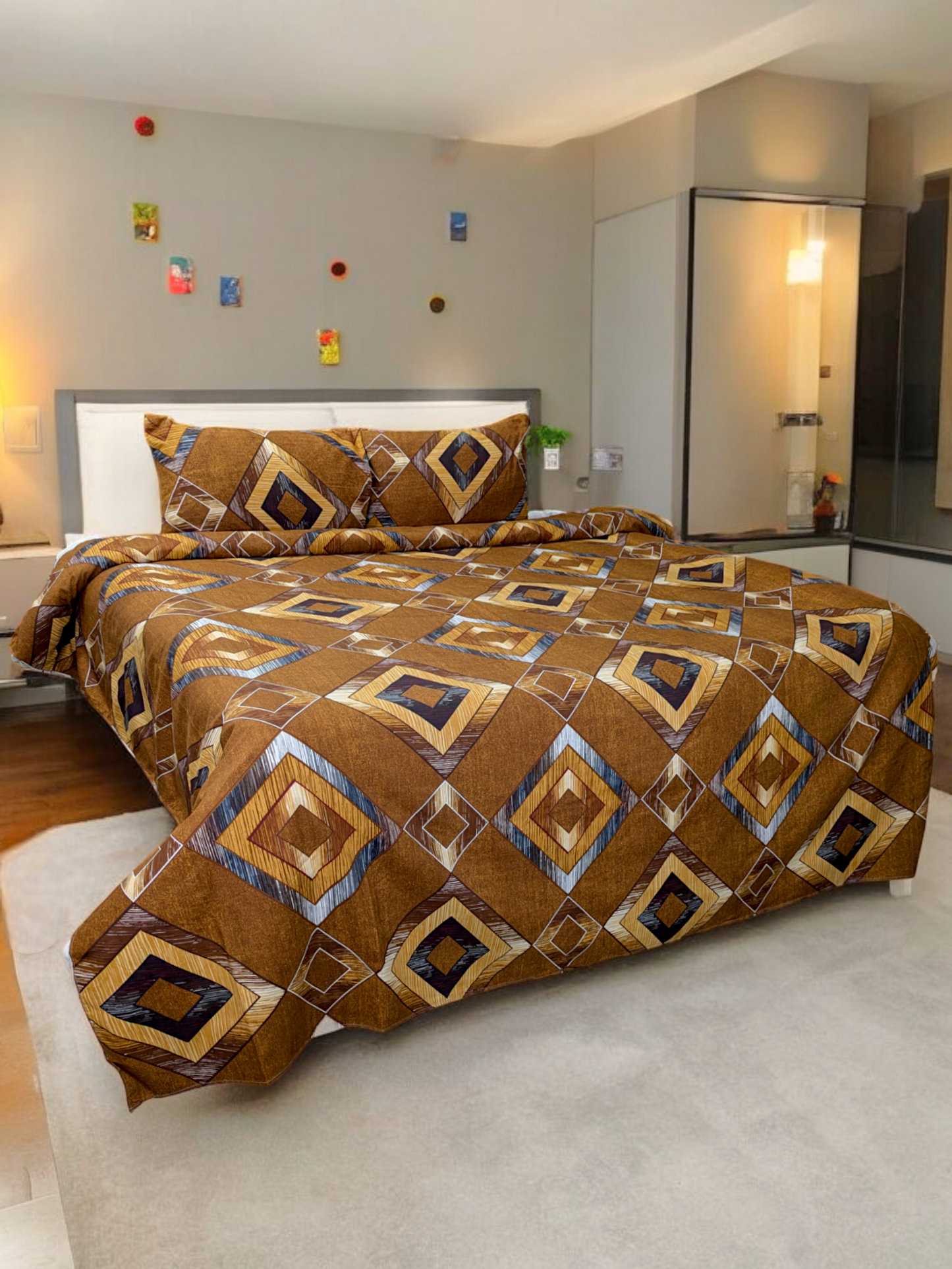 Choclate Diamond Double Bedsheet - Db154