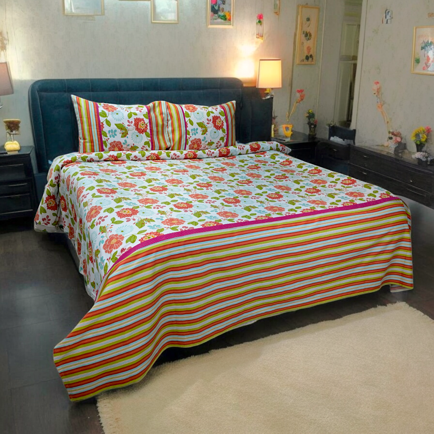 Double Bedsheet 3 Pcs