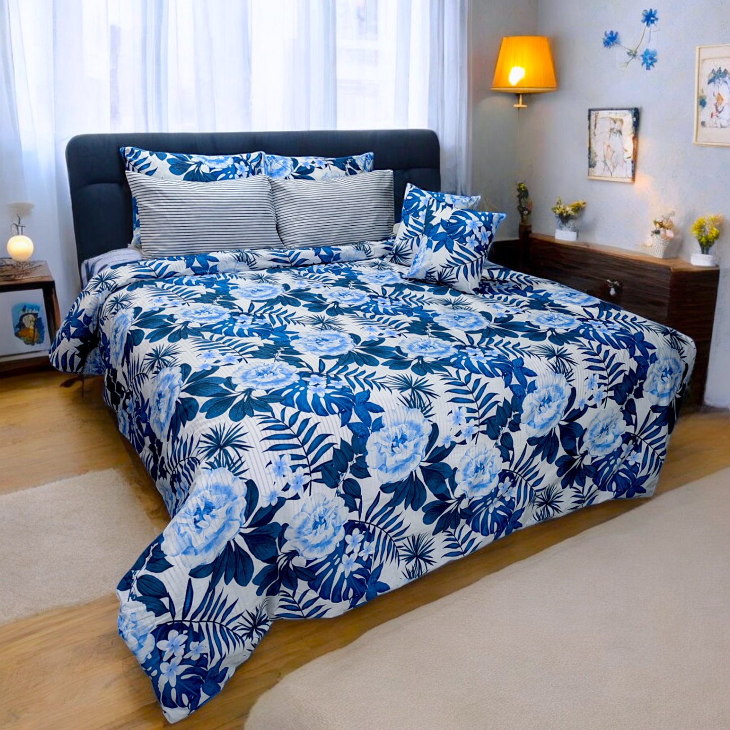 Leafy Luxury Pure Cotton 8 Pcs Duvet Cover Set - Dsc10