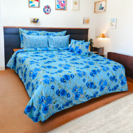 Blue Medley Pure Cotton 8 Pcs Duvet Cover Set - Dsc9