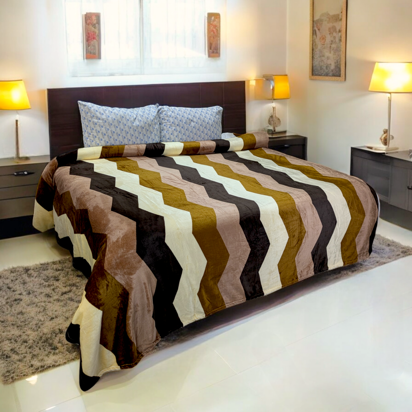 Zigzag Zen Double Bed Fleece - Fd85