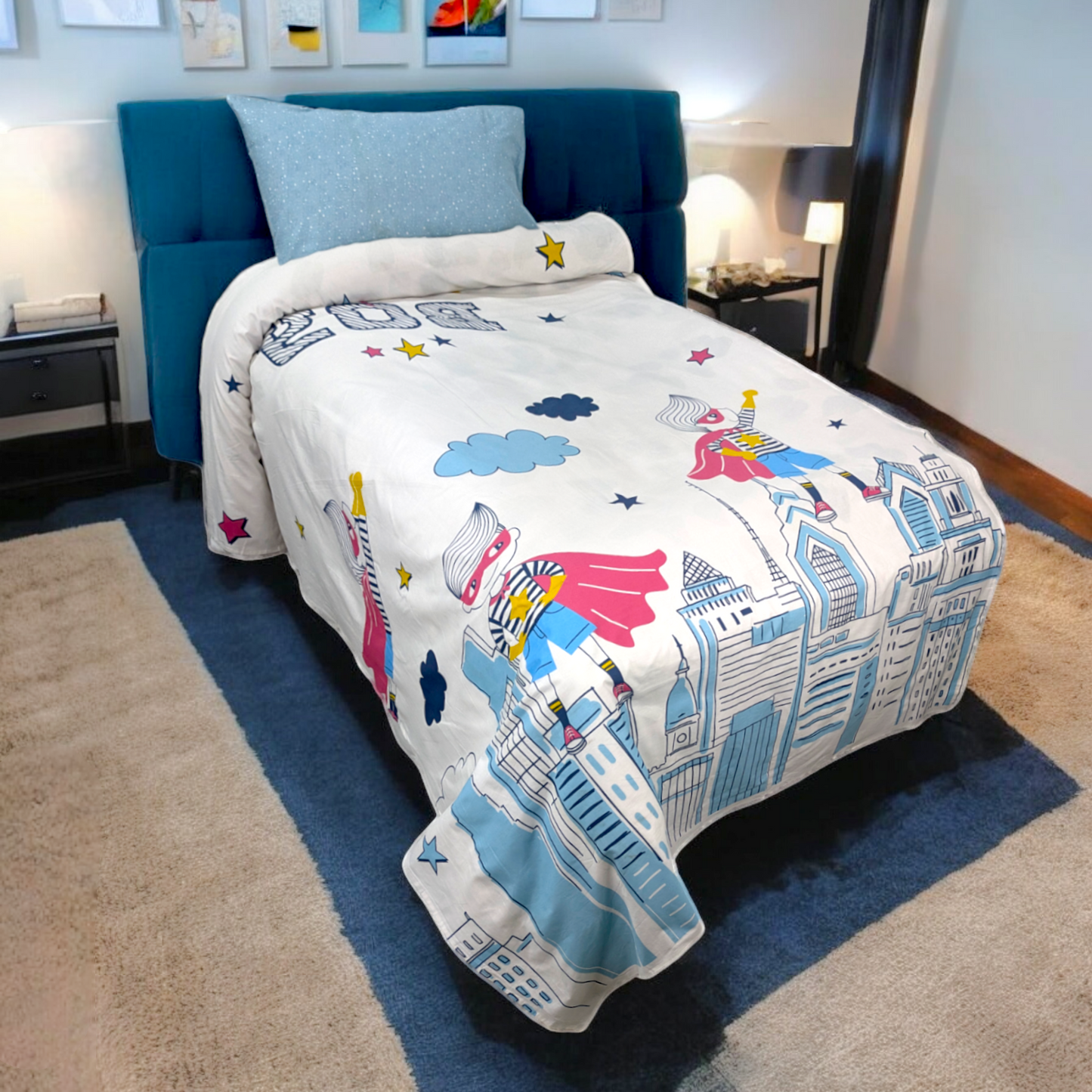 Power Up For Dreams Single Bedsheet Cotton - Ds28