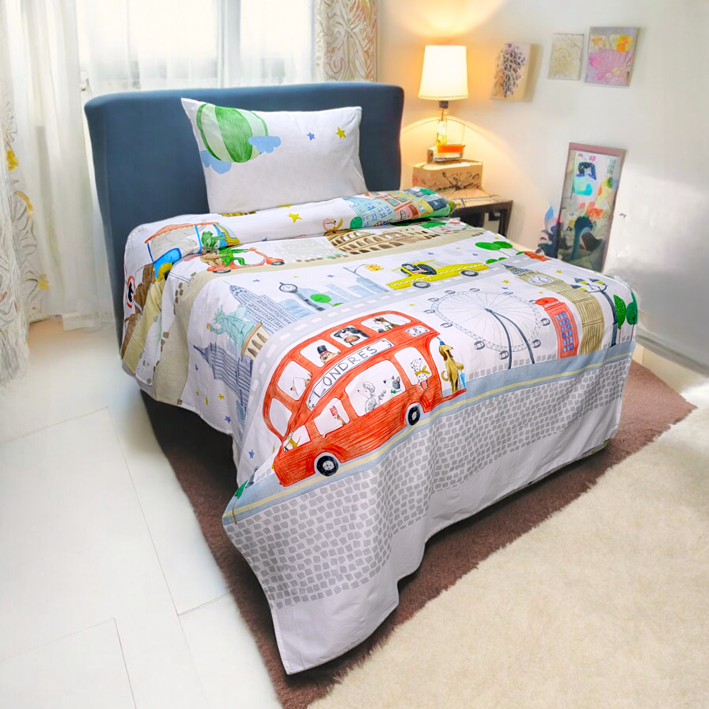 Pedal-Powered Croc Single Bedsheet Cotton - Ds29