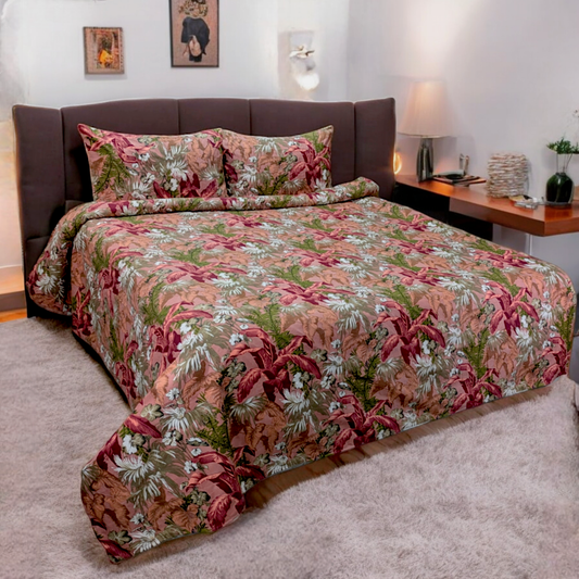 Writhe Floral Double Bedsheet