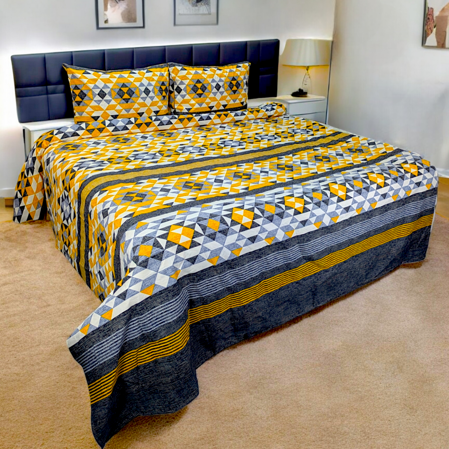 Dekoracy Geometric Double Bedsheet DB242