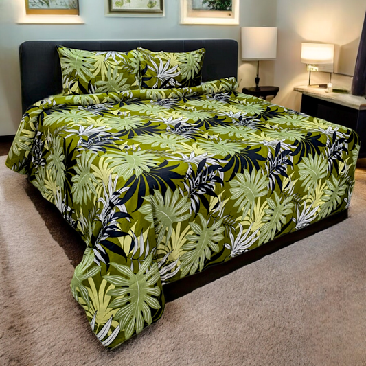 Dekoracy Tropical Leaf Double Bedsheet DB245