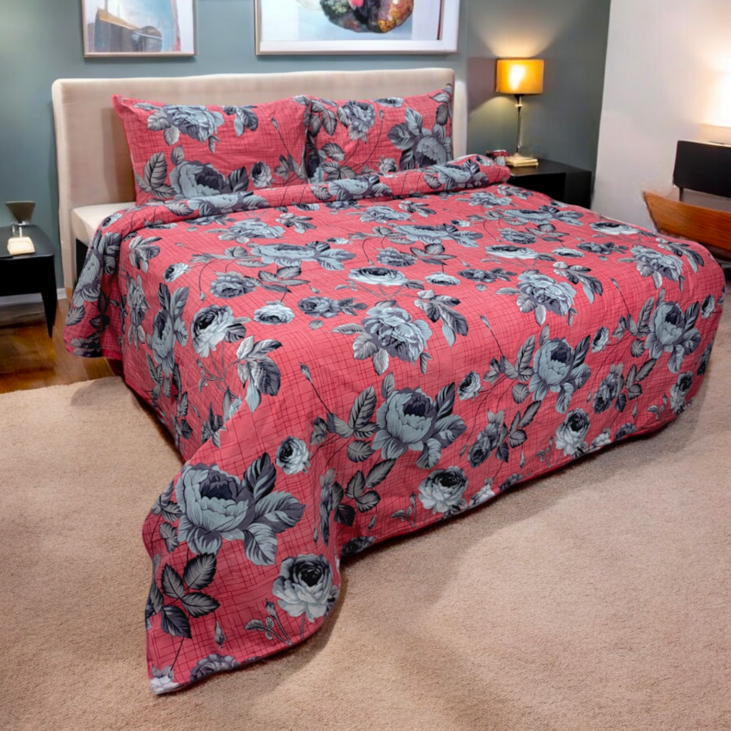 Dekoracy Floral Double Bedsheet DB249