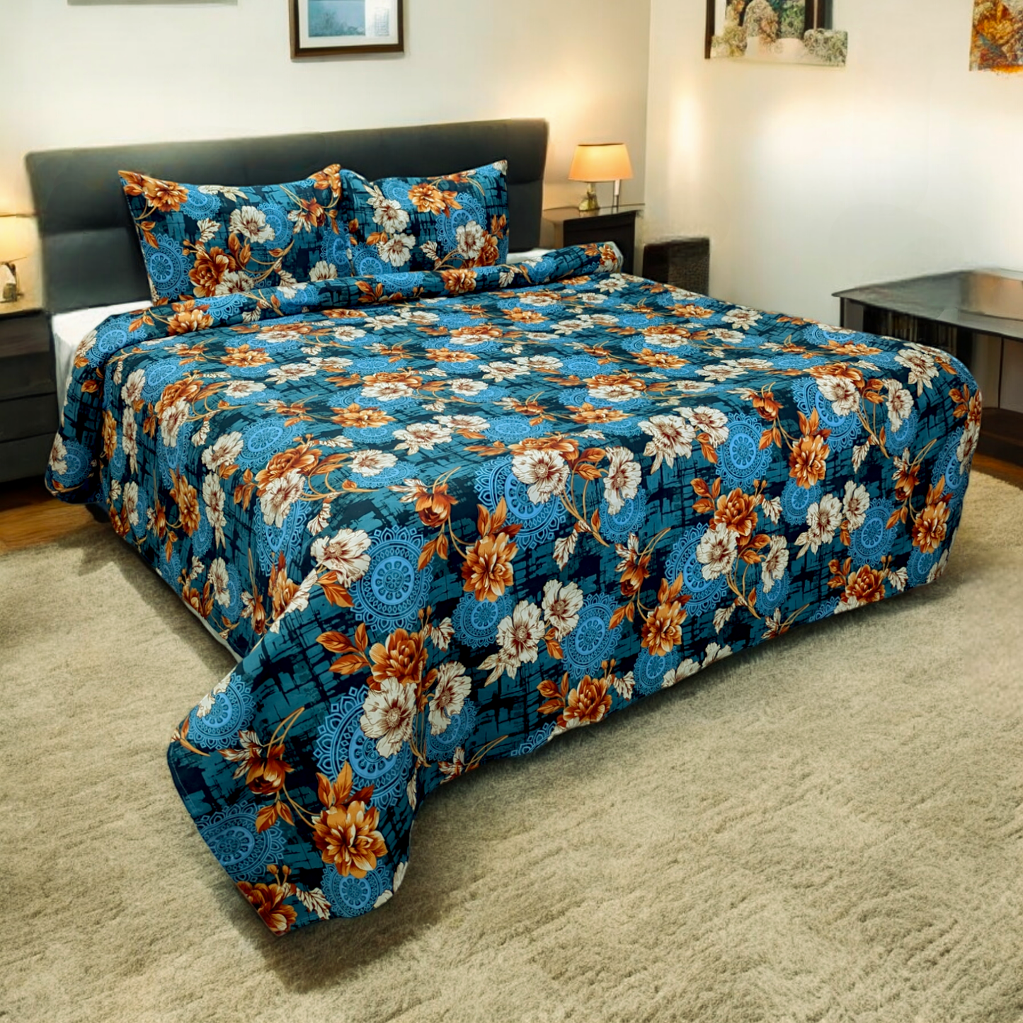 Dekoracy Floral Double Bedsheet DB244