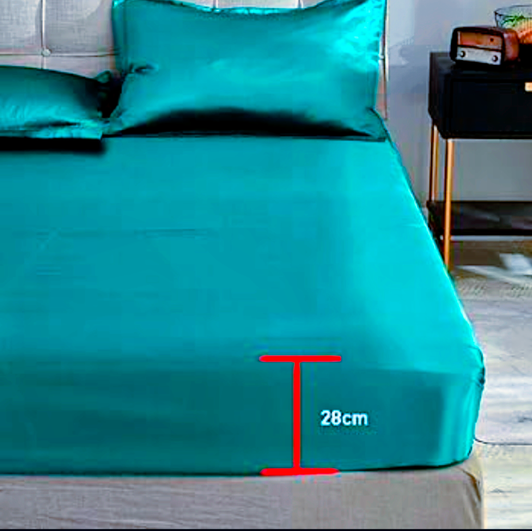 Silk Fitted Blue Double Bedsheet