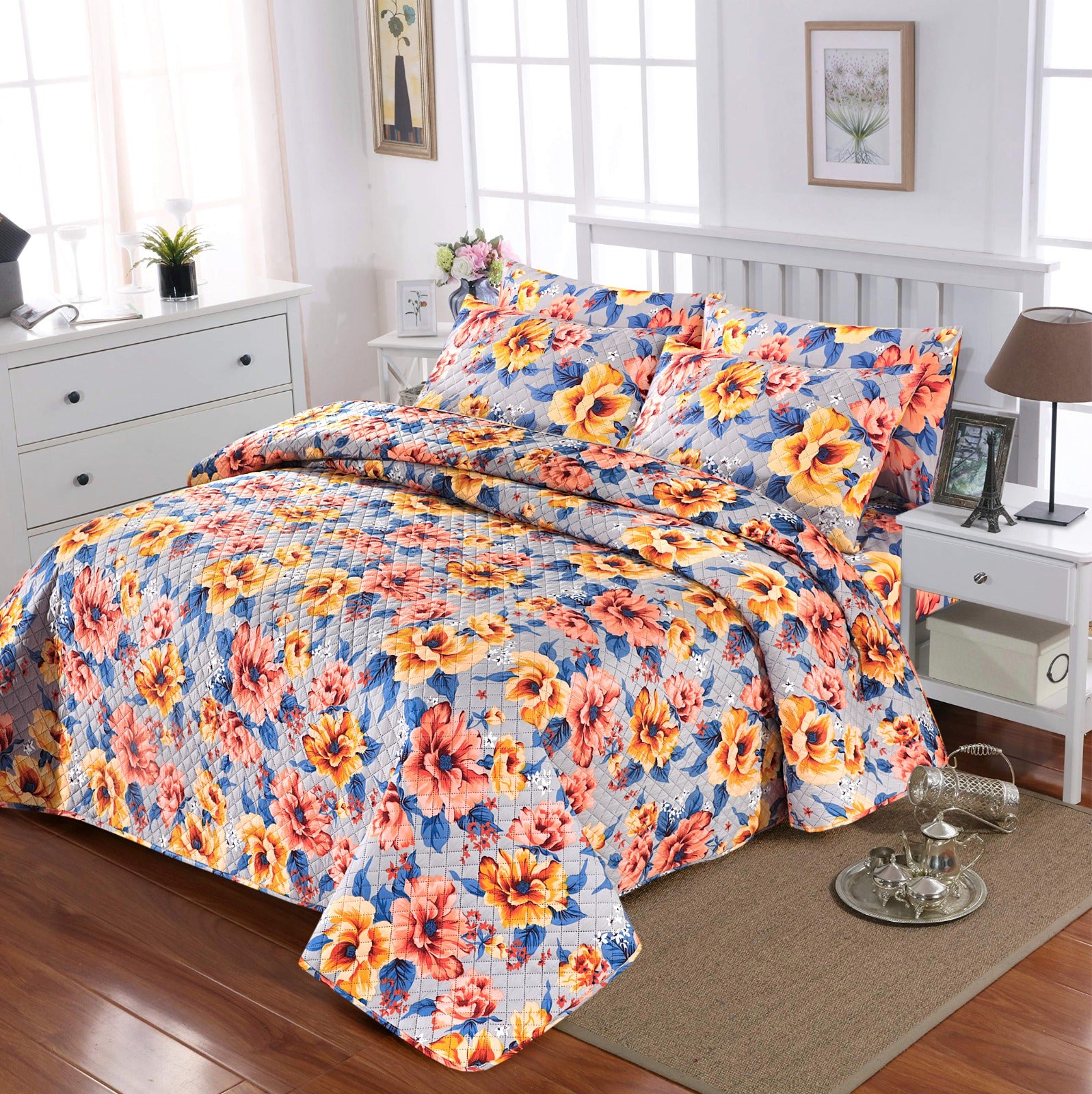 Crimson Crush 3 Pcs Double Bedsheet - Dlt87