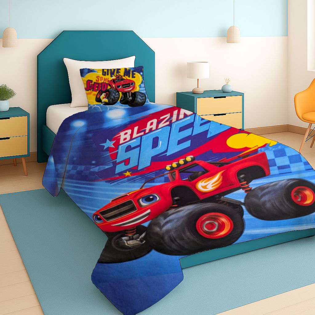 Monster Truck Cotton Single Bedsheet 2 Pcs