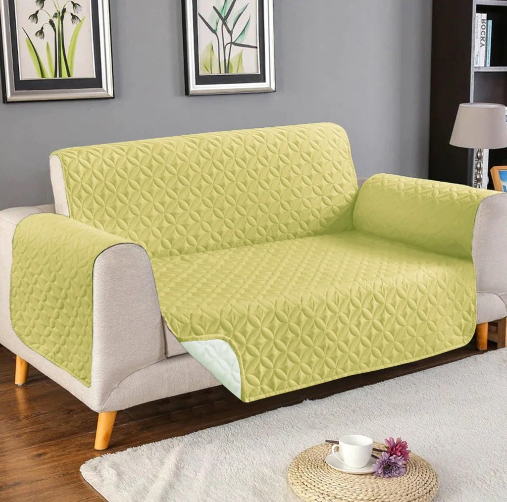 Quilted sofa cover - lemon color